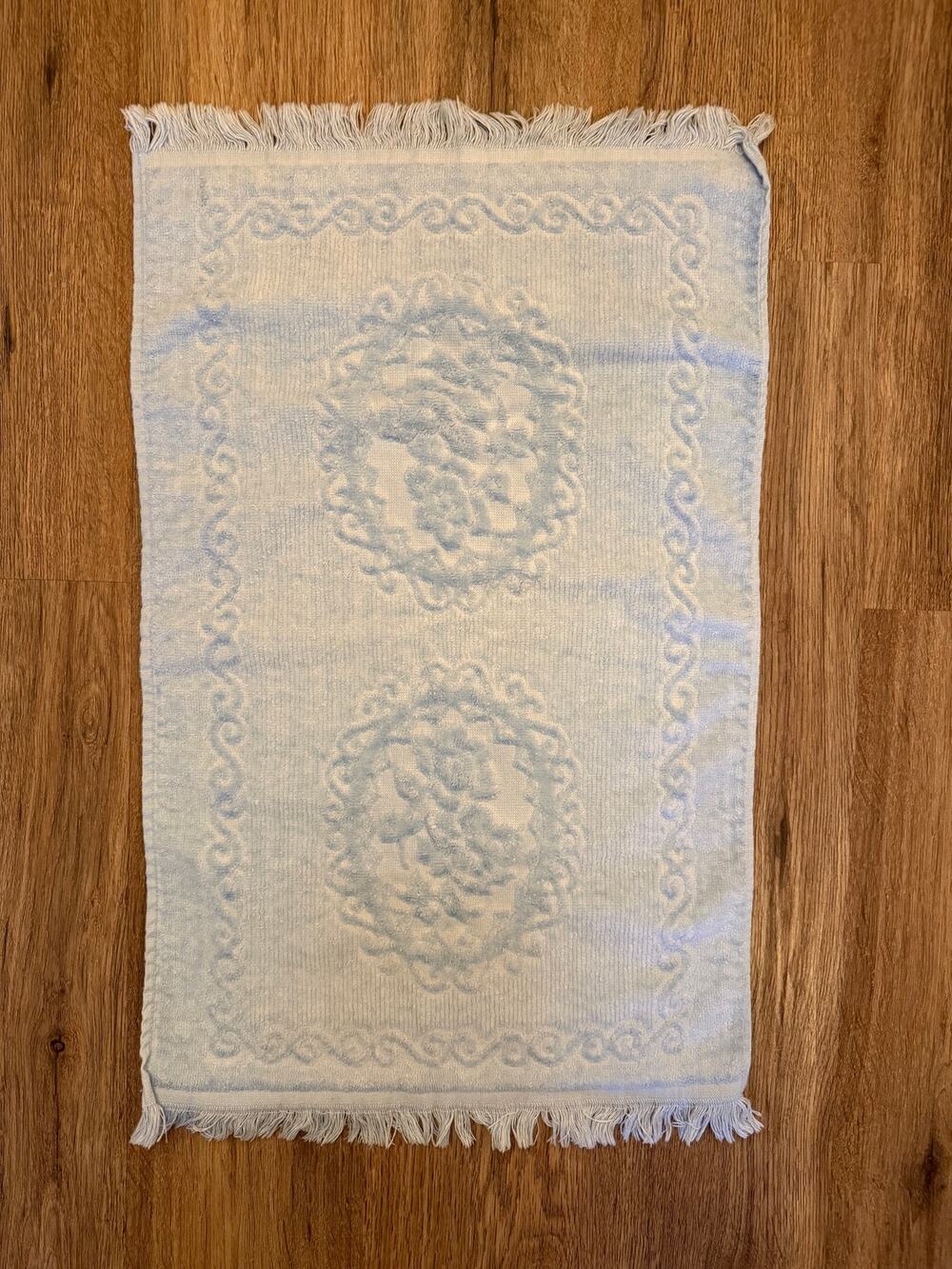 Vintage Cannon Monticello Light Blue Sculpted Hand Towel USA